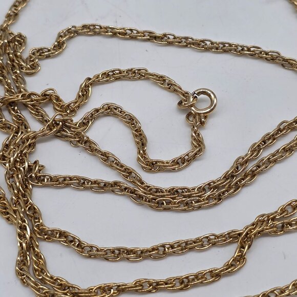Gold Tone Twisted Rope Chain Necklace Extra Long 54" - Picture 4 of 6